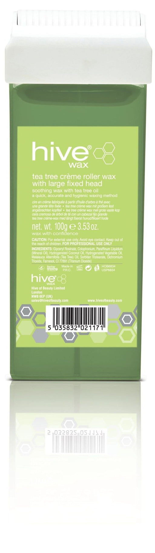 Hive Tea Tree Crème Wax 100g Roller Cartridge with fixed Large Head - SalonServe Hair & Beauty Supplies Ltd
