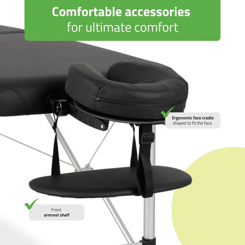 Lightweight Habys Nina Portable Massage Table Comfy Base K515 - Black - SalonServe Hair & Beauty Supplies Ltd