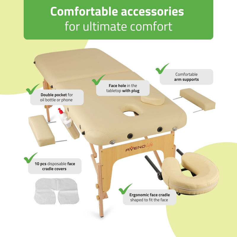 Habys Sofia Portable Massage Table Comfy Base K533 - Beige - SalonServe Hair & Beauty Supplies Ltd