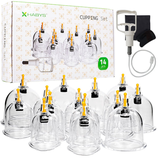 Habys Fireless Vacuum Cupping Set with Pump - 14 or 24 Piece Set - SalonServe Hair & Beauty Supplies Ltd