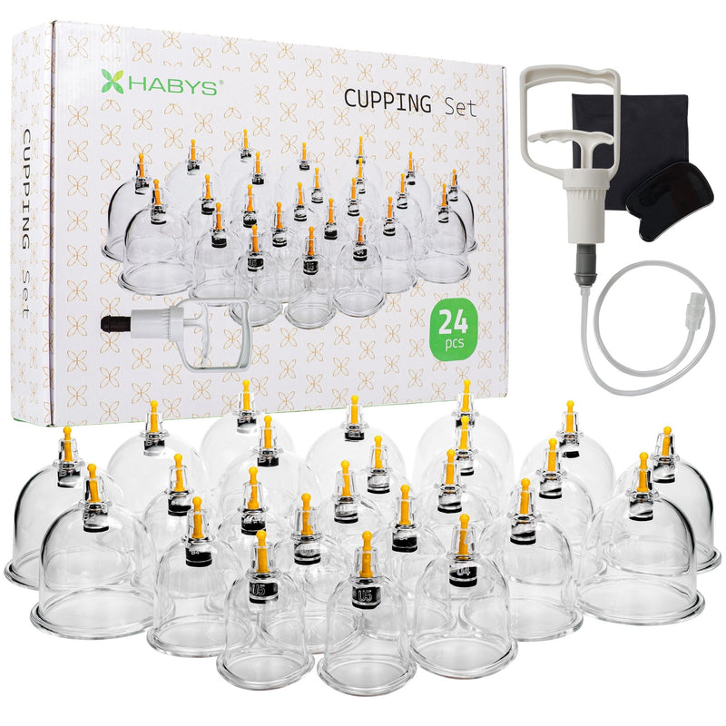 Habys Fireless Vacuum Cupping Set with Pump - 14 or 24 Piece Set - SalonServe Hair & Beauty Supplies Ltd