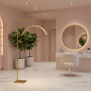 gold salon half moon lamp