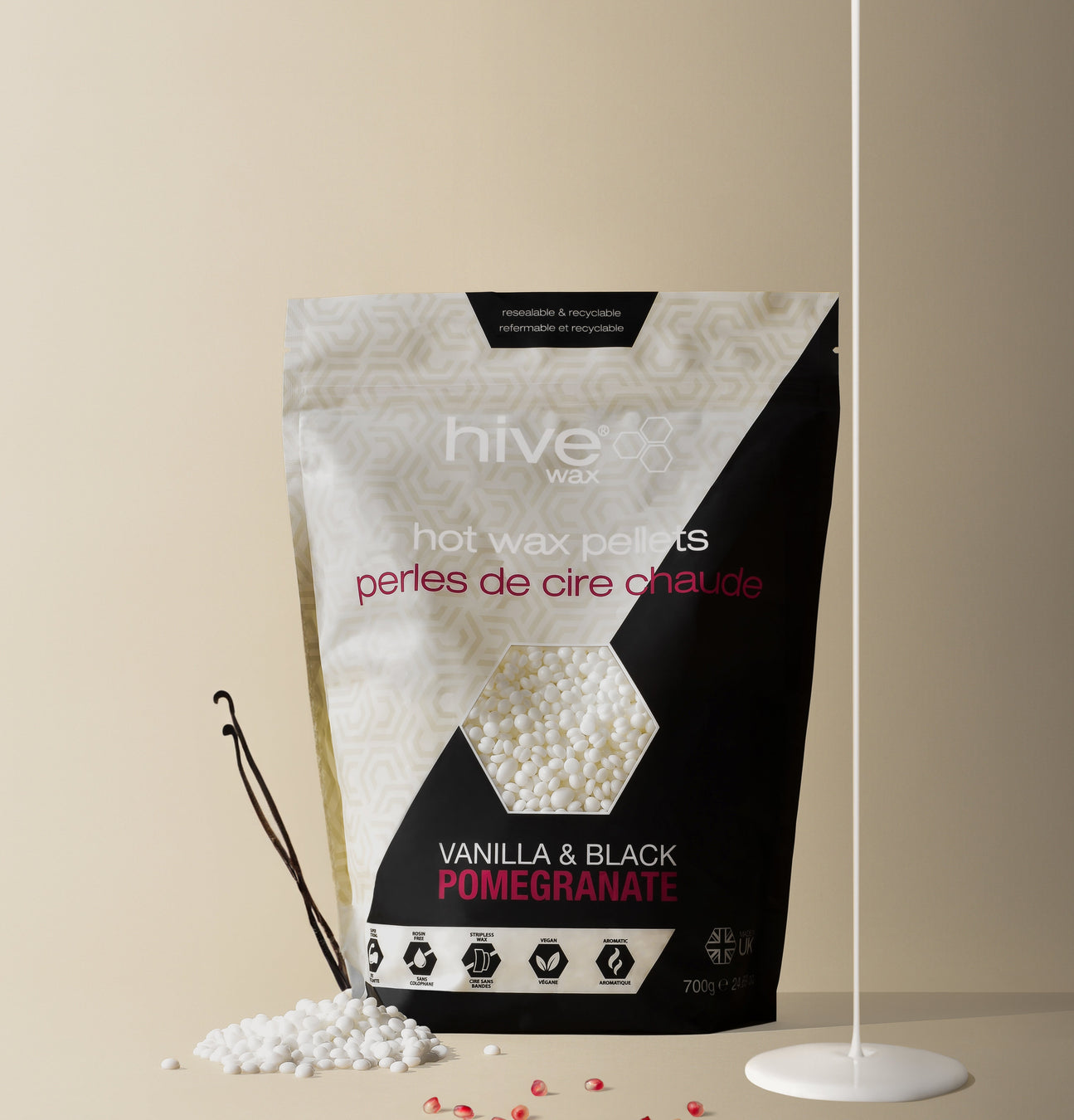 hive hot wax pellets vanilla and pomegranate