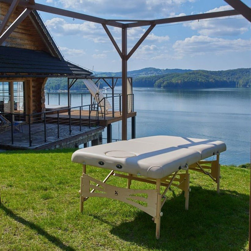 Habys Integral Extra Wide Massage Therapy Table - Light Wood & Cream - SalonServe Hair & Beauty Supplies Ltd