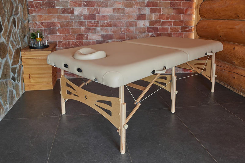 Habys Integral Extra Wide Massage Therapy Table - Light Wood & Cream - SalonServe Hair & Beauty Supplies Ltd