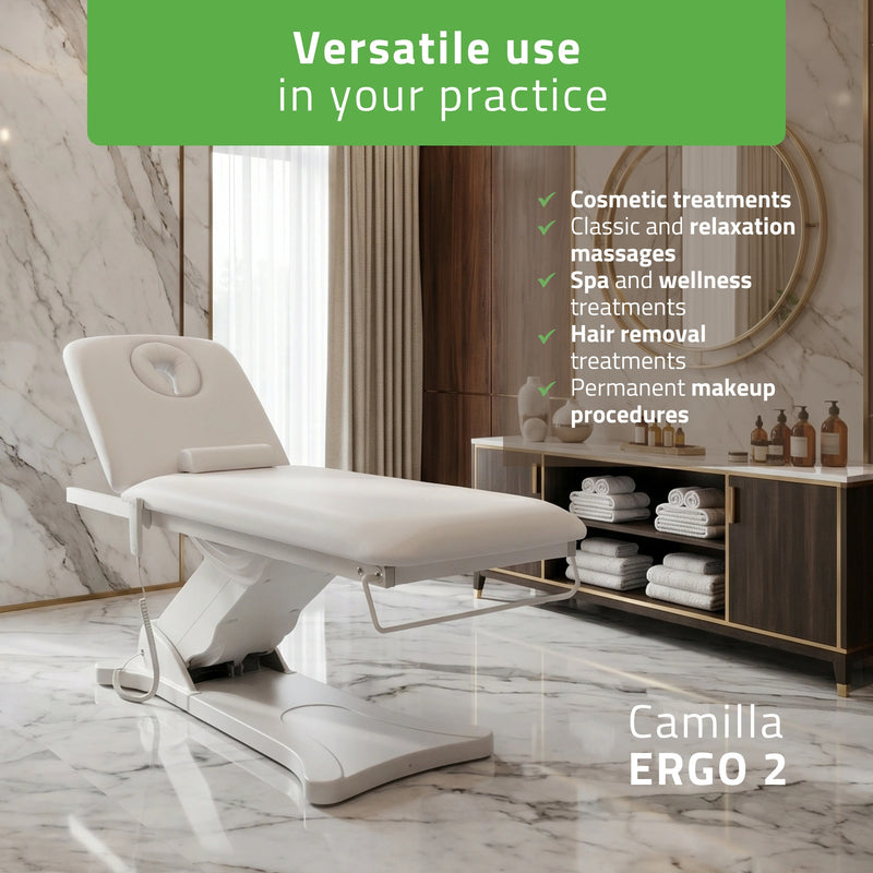 Electric Heated Beauty Couch - Camilla Ergo 2 - 3 Colours Available - SalonServe Hair & Beauty Supplies Ltd