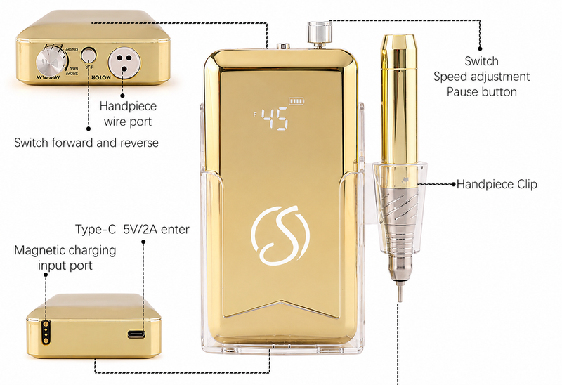 salonserve gold e-file nail drill with instructions
