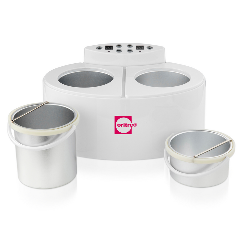 Oritree dual hair removal wax heater 1000cc and 500cc with inner wax pot containers shown