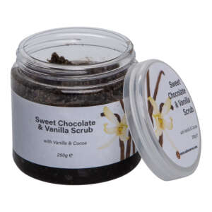 sweet chocolate and vanilla scrub