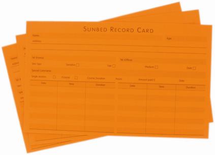 Sunbed Record Cards