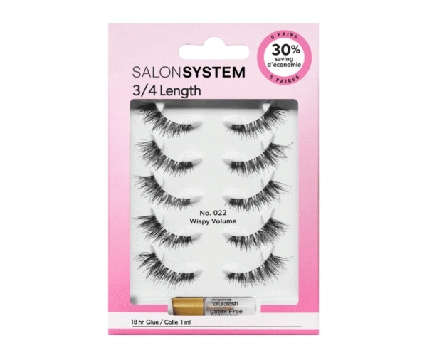 Salon System Strip Lash - 022 3/4 Length - Value 5 Pack