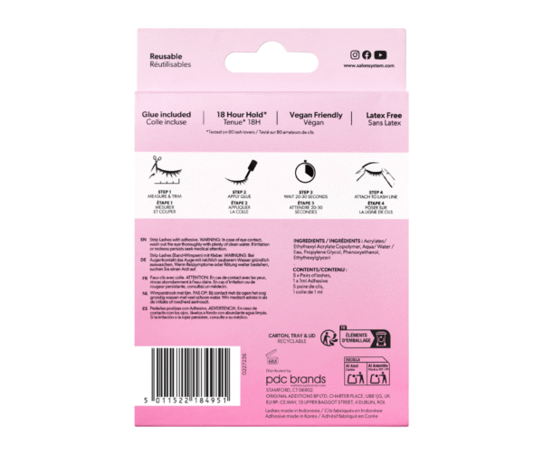 Salon System Strip Lash - 022 3/4 Length - Value 5 Pack - Image 3
