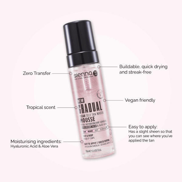 NEW Sienna X Gradual Clear Tan Mousse - 190ml - Image 3